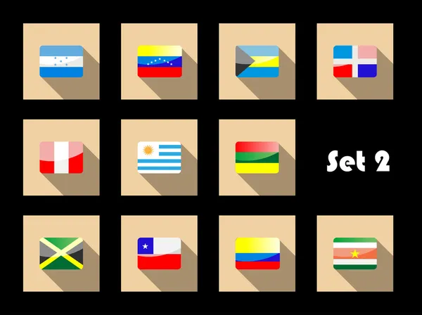 Internationale land vlaggen ingesteld op vlakke pictogrammen — Stockvector