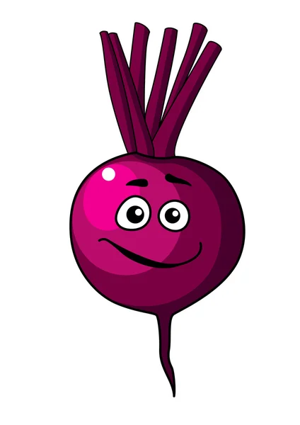 Cartoon beetroot vegetable with a happy face — Image vectorielle