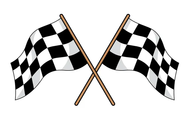 Two crossed black and white checkered flags — Stock Vector