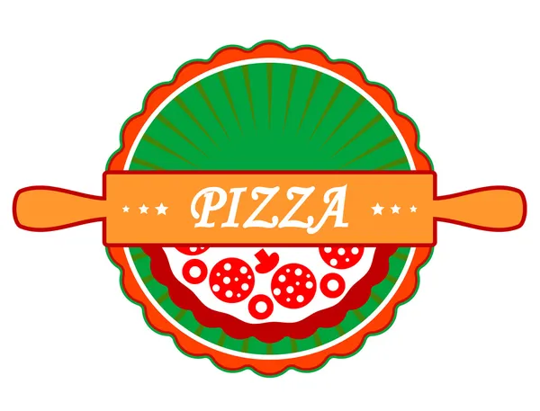 Pizza icon or label — Stock Vector