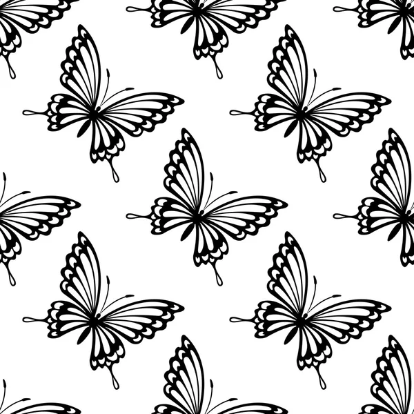 Seamless pattern of flying butterflies — Stock Vector