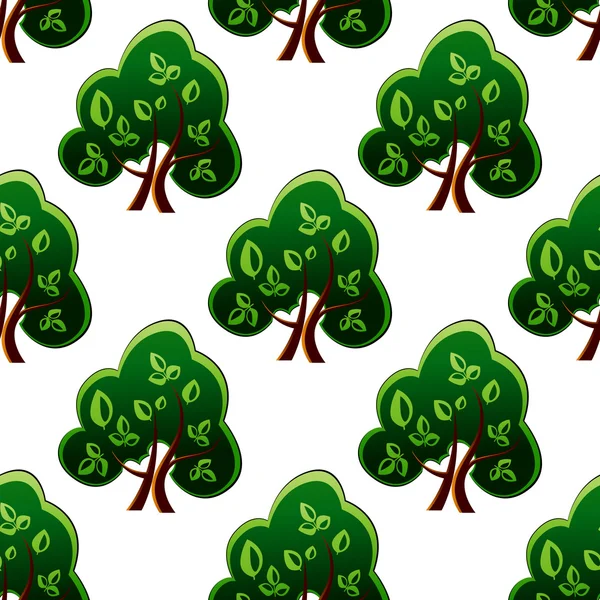 Fresh green spring trees seamless pattern — Stock Vector