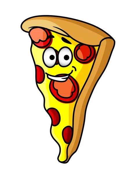 Scheibe glückliche, kitschige Pfefferoni-Pizza — Stockvektor