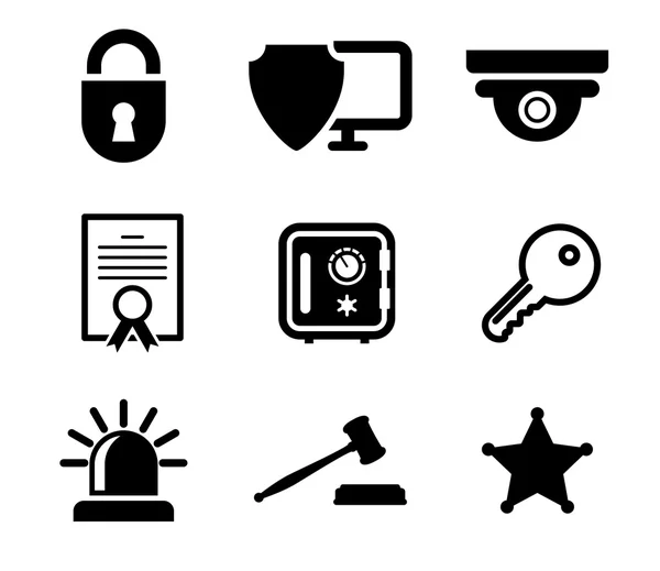 Veiligheid en beveiliging icons set — Stockvector