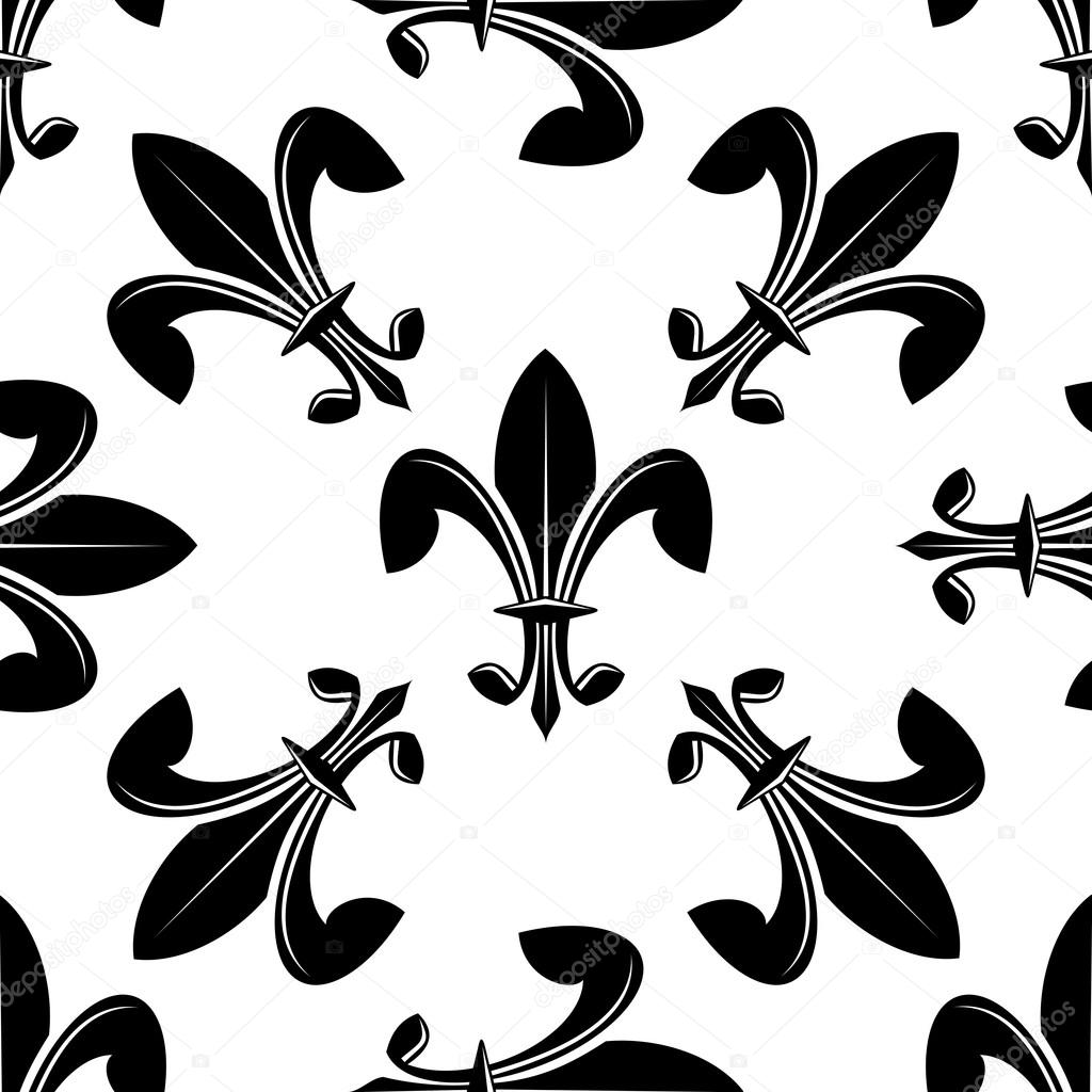 Seamless fleur de lys pattern in black and white