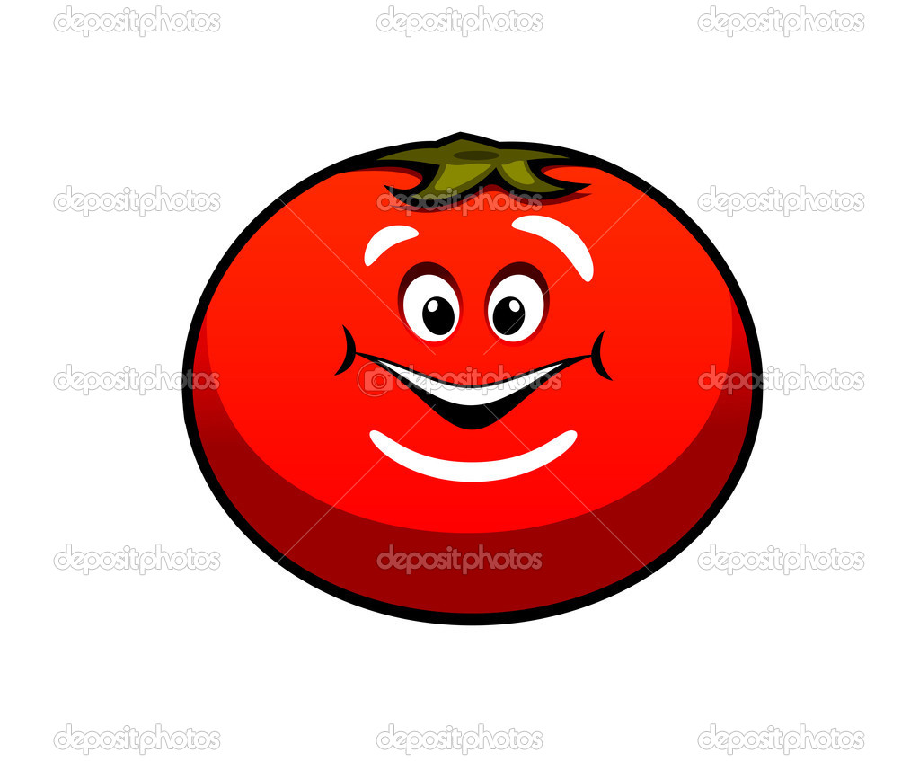 Cute fat juicy cartoon tomato vegetable