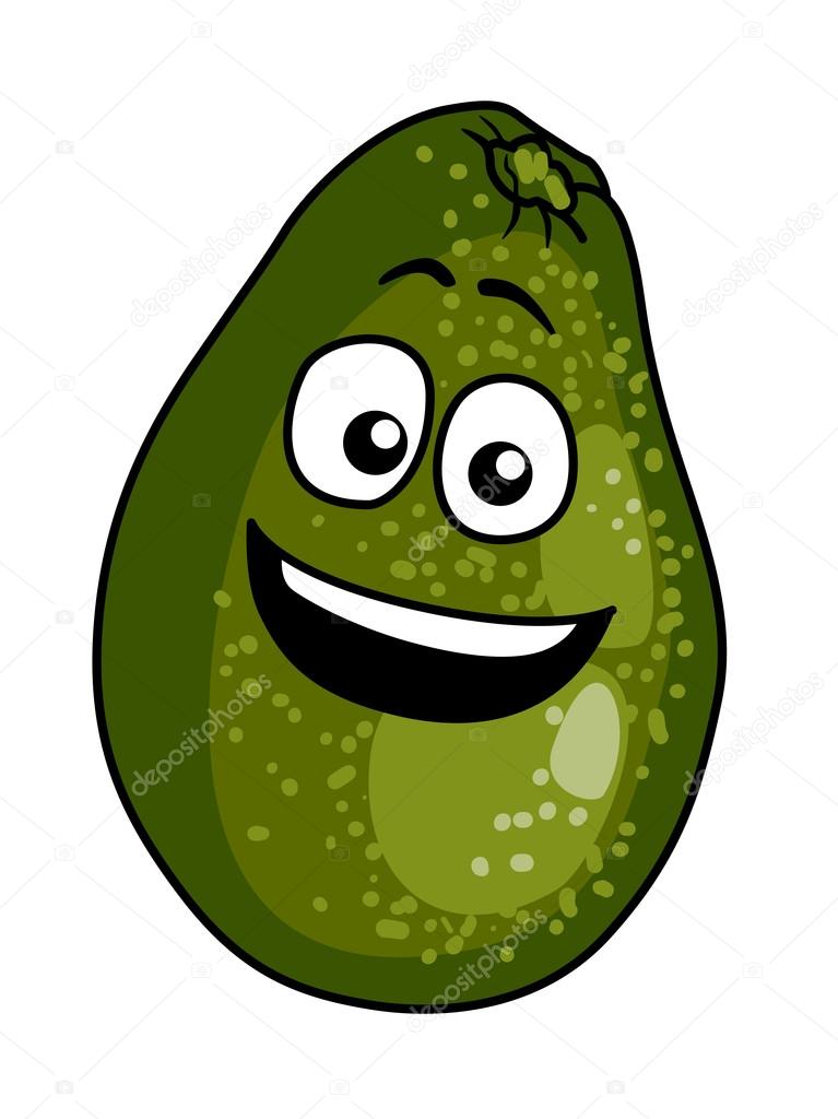 Happy ripe green cartoon avocado pear