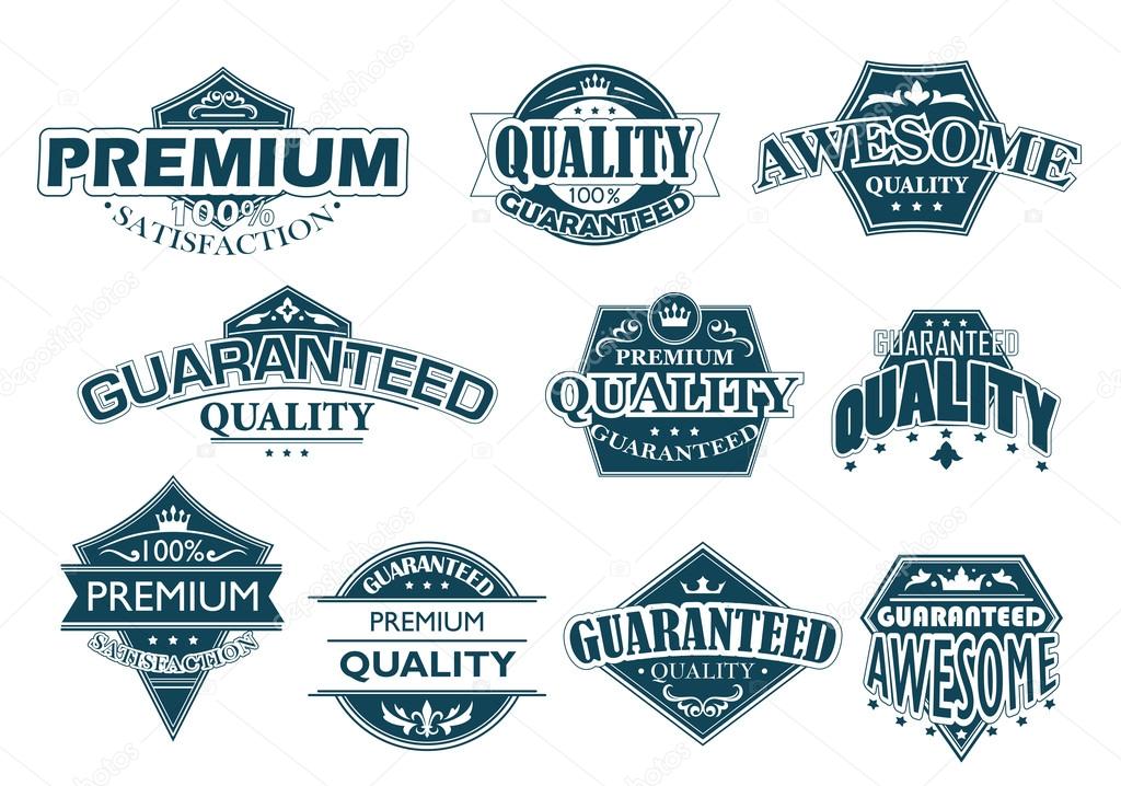 Labels set denoting Premium Quality