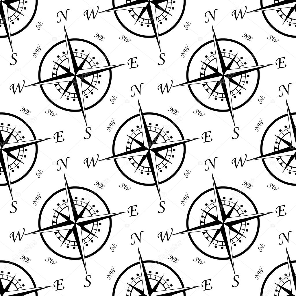 Vintage compass seamless pattern