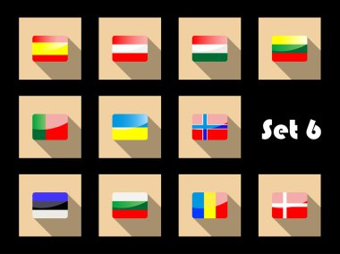 platte Europese vlaggen pictogrammen