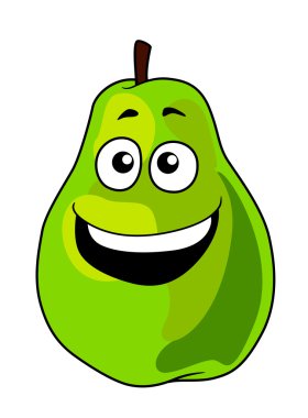 Dişlek bir sırıtma ile armut meyve taze yeşil çizgi film