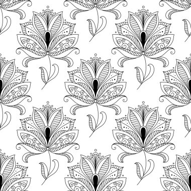 güzel süslü narin çiçek seamless modeli