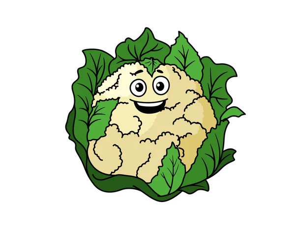 Cute happy cartoon cauliflower — Stock Vector