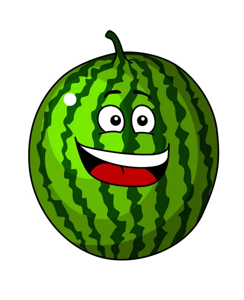 Happy refreshing green cartoon watermelon — Stock Vector