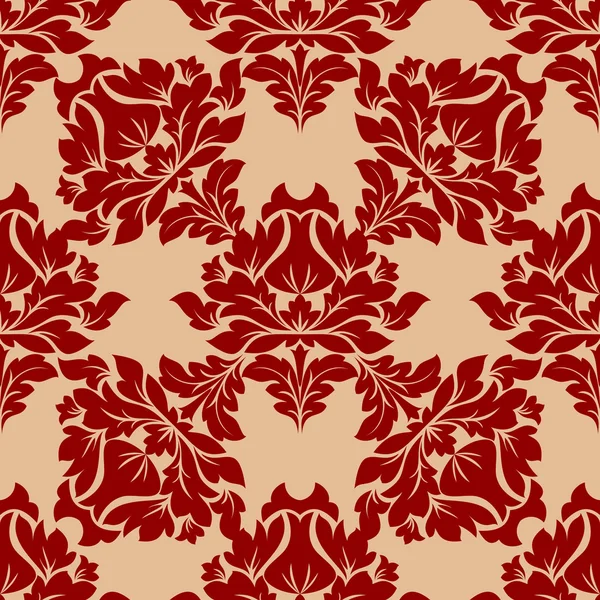 Patrón floral estilo damasco en rojo — Vector de stock