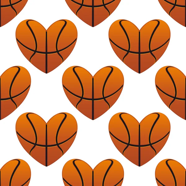 Basketball hearts in a seamless pattern — Stock Vector