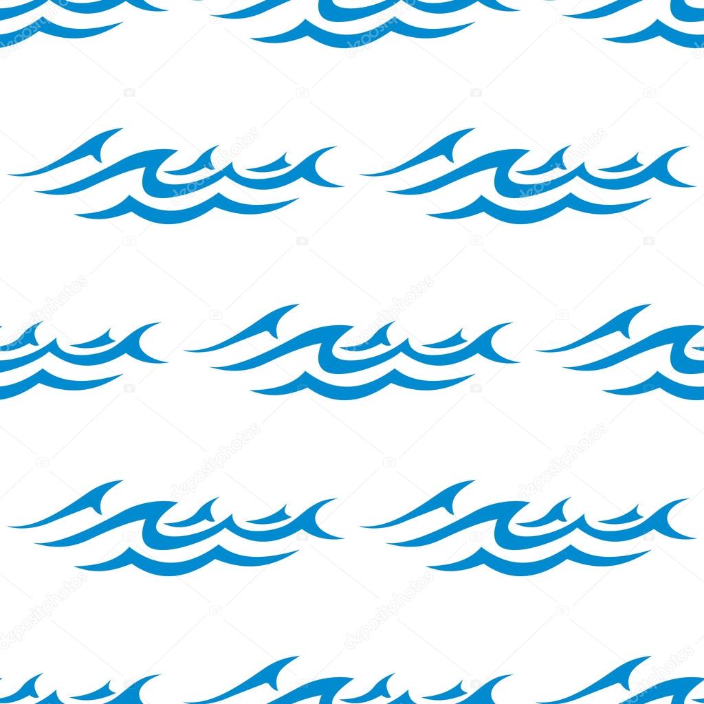 Seamless pattern of blue ocean waves