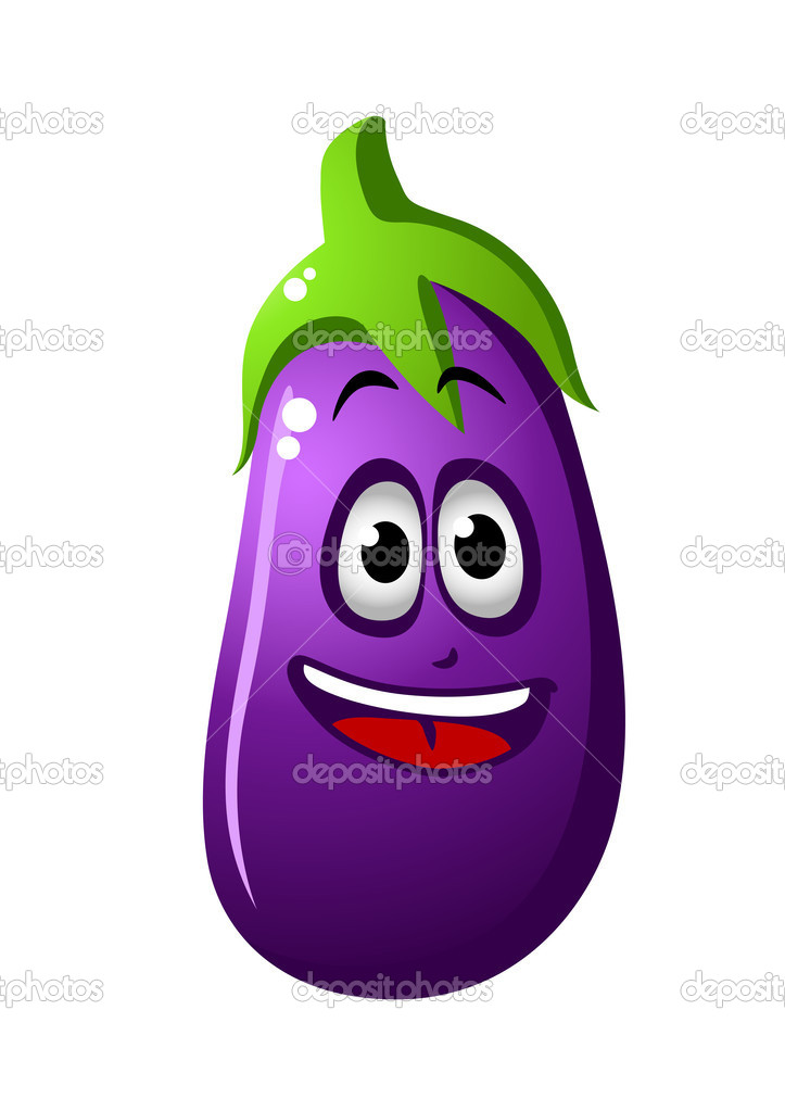 Purple cartoon eggplant vegetable or brinjal