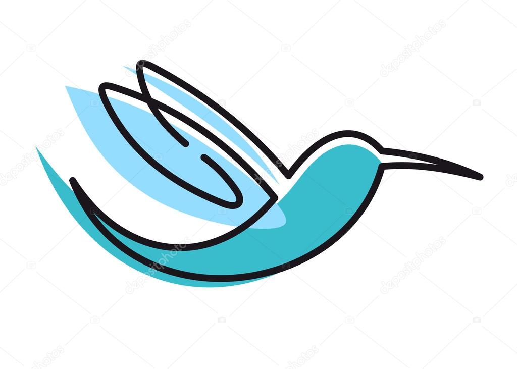 Flying stylized humming bird