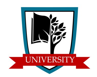 Üniversitesi amblemi ile kalkan ve afiş