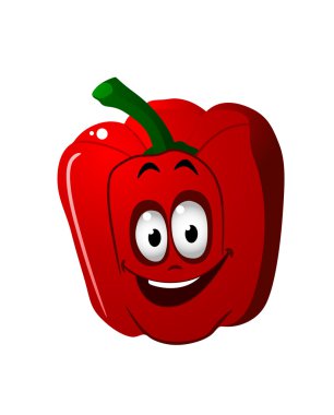 Happy red bell pepper vegetable