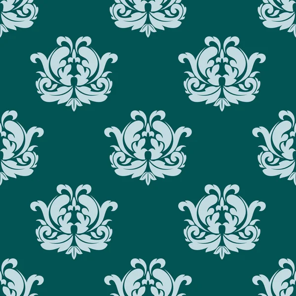 Pretty seamless damask style pattern in blue — Stock Vector
