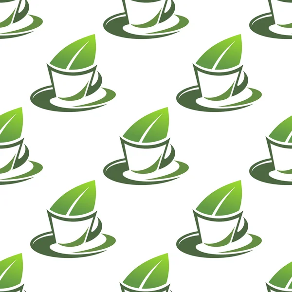 Té verde orgánico patrón sin costuras — Vector de stock