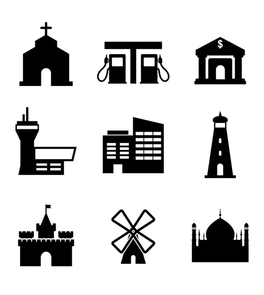 Architecture and buildings icons — Stock Vector