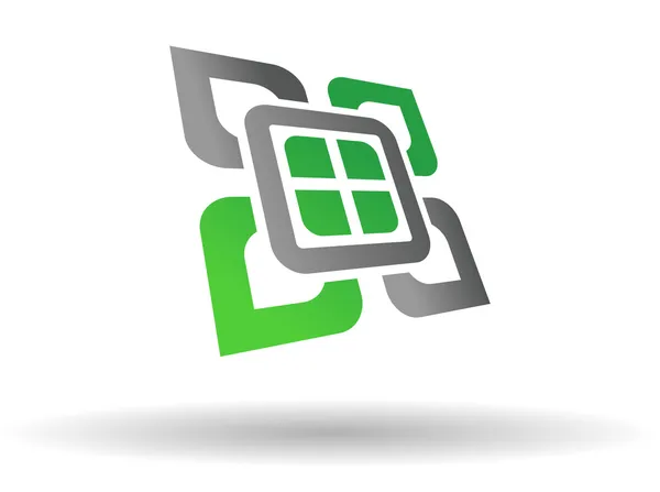 Símbolo abstracto verde y gris — Vector de stock