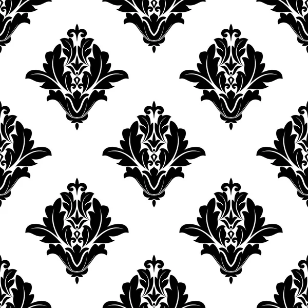 Motif damassé noir et blanc sans couture — Image vectorielle