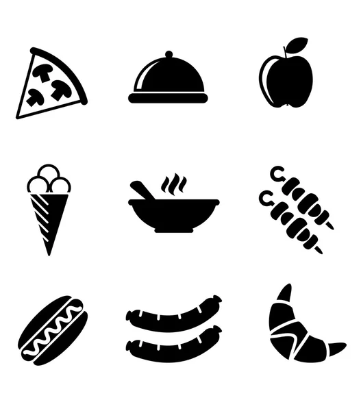 Black and white food icons — Stock Vector