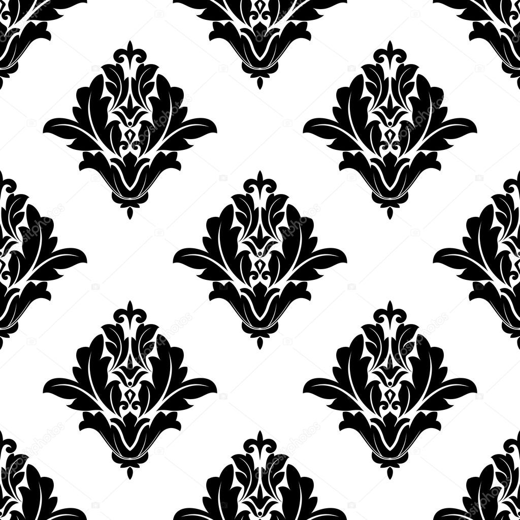 Black and white damask seamless pattern