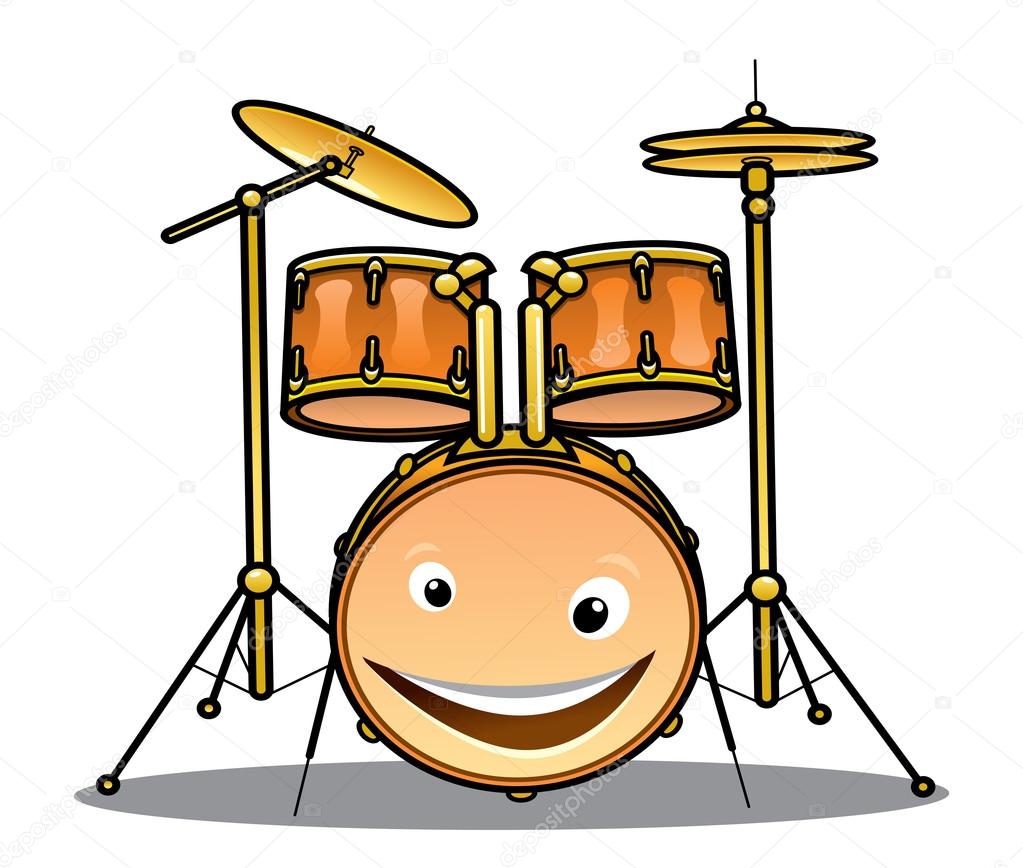 Set of drums and cymbals for a band