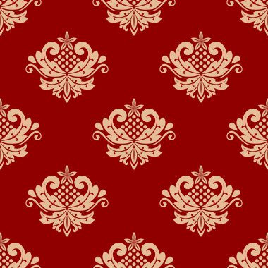 bej ve kırmızı çiçek damask sorunsuz