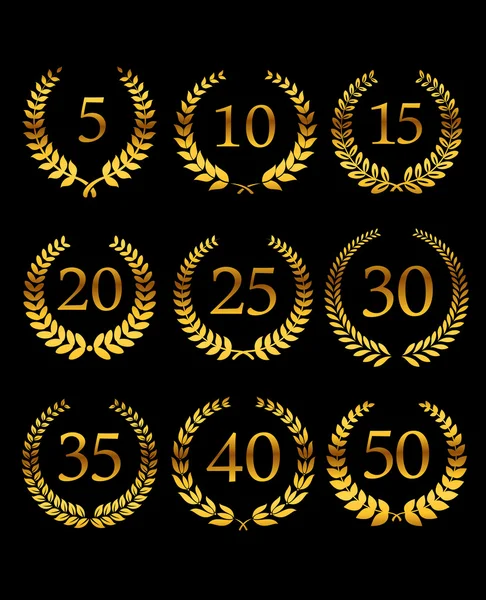 Couronne de laurier d'or anniversaire — Image vectorielle