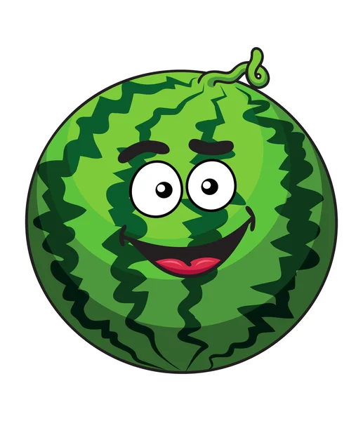 Happy cartoon green watermelon fruit - Stok Vektor