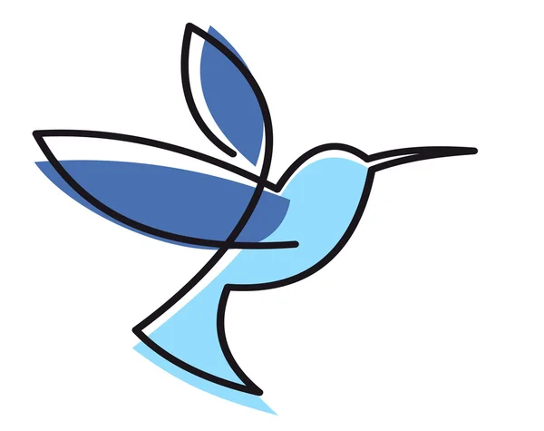 Hovering colibrì blu — Vettoriale Stock