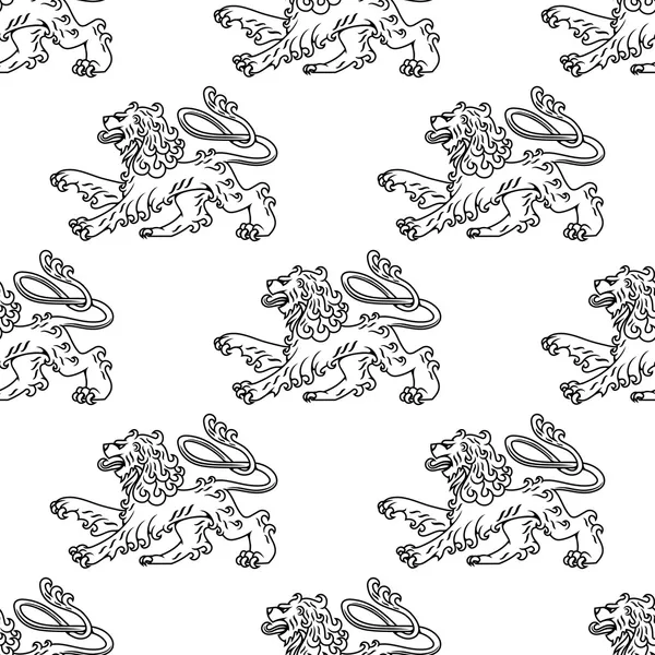 Seamless pattern of a vintage heraldic lion — Stock Vector