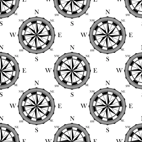 Seamless pattern of vintage compasses — Stock Vector