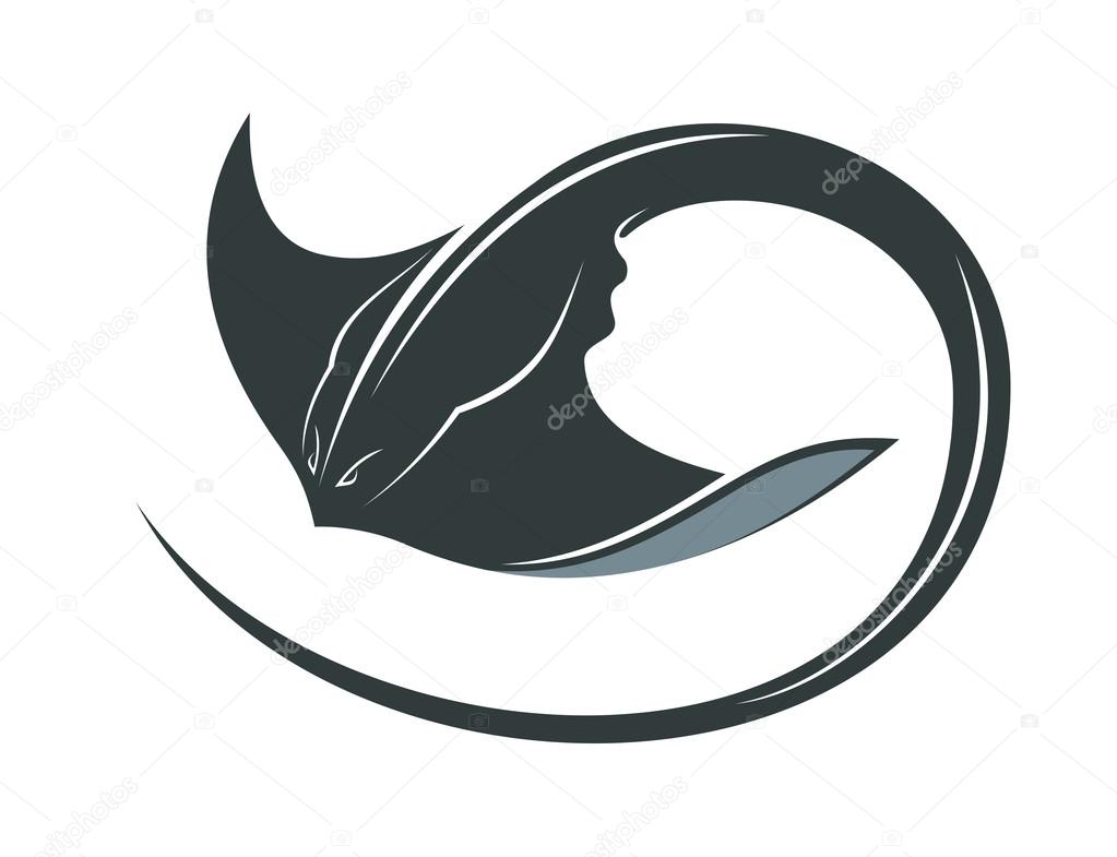 Swimming manta ray