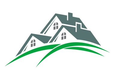 Houses in a green eco environment clipart