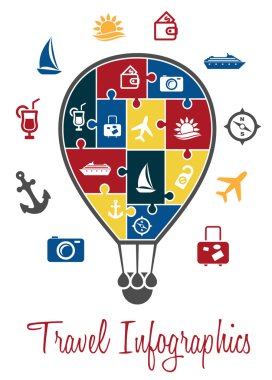 Travel infographics with a hot air balloon clipart