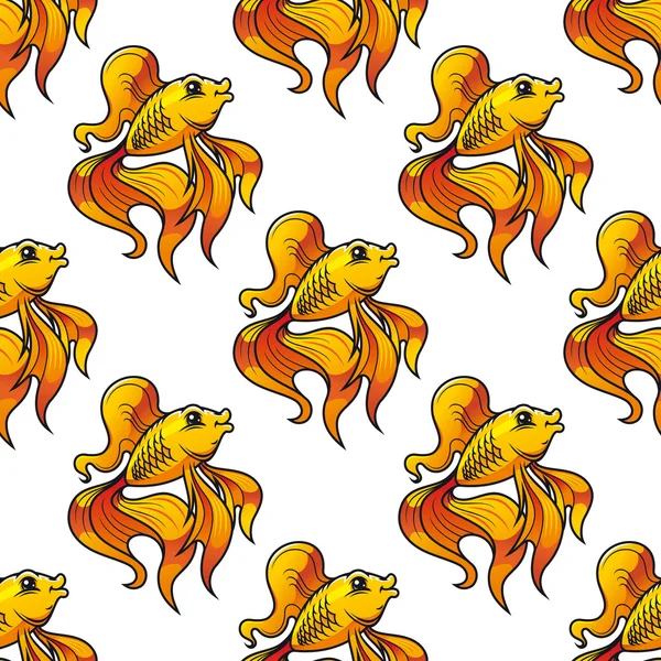 装飾的な金魚のシームレスなパターン — ストックベクタ