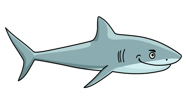 Tiburón feroz sonriente — Vector de stock