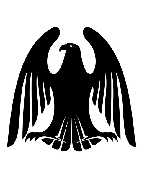Zwarte adelaar silhouet met verhoogde vleugels — Stockvector