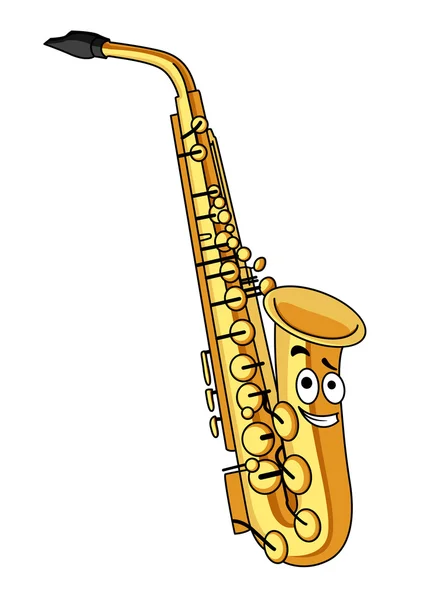 Saxofone de bronze dos desenhos animados — Vetor de Stock