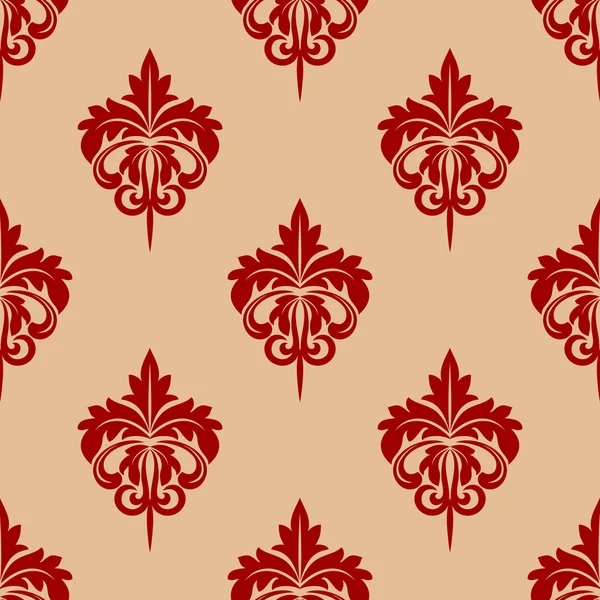 Red foliate seamless arabesque pattern — Stock Vector