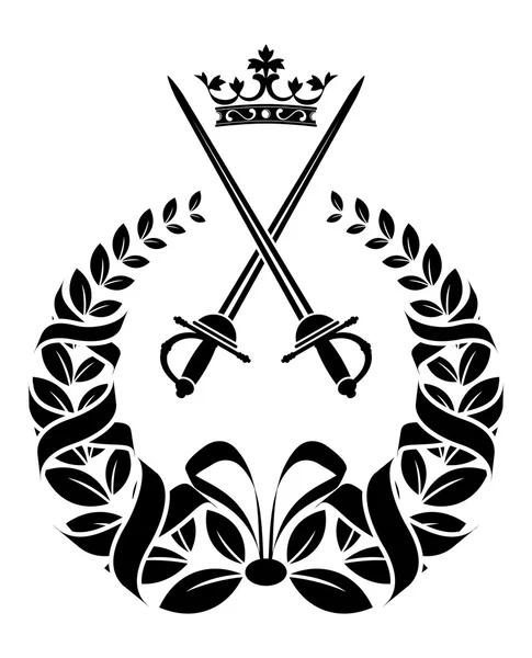 Couronne royale de laurier aux épées — Image vectorielle
