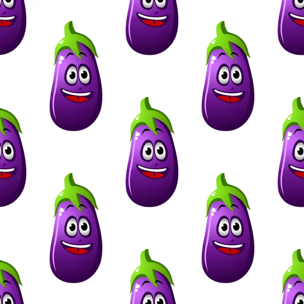 Seamless pattern of cartoon eggplants — Stock Vector