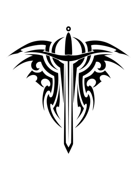 Tatuaje tribal con espada medieval — Vector de stock